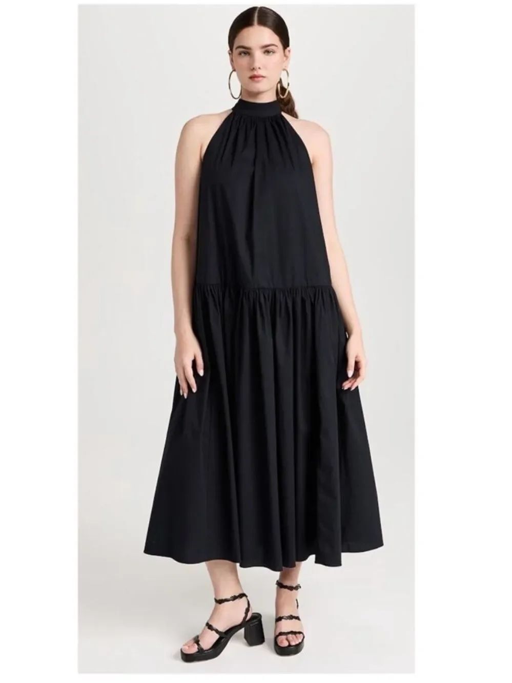 NEW STAUD midi marlowe dress in black
